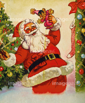 クリスマス特集 クリスマス イラストレトロヴィンテージ サンタ イラスト の画像素材 季節 イベント イラスト Cgの写真素材ならイメージナビ