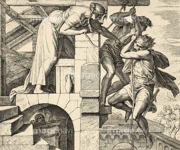 Genesis. Jacob dream that there was a ladder resting on the earth whose  upper end reached as far as the sky and the angels of God went up and down  it. Sacred