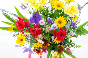 ひまわり 生け花 フラワーアレンジメント バラ の画像素材 花 植物の写真素材ならイメージナビ