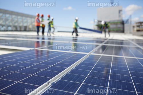 Solar panels at sunny power plant